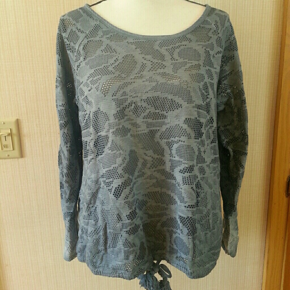 Saturday Sunday Anthro lace Sweatshirt popover med